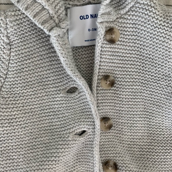 Old Navy 0-3 MO Button Down Hooded Knit Cardigan - Picture 3 of 3